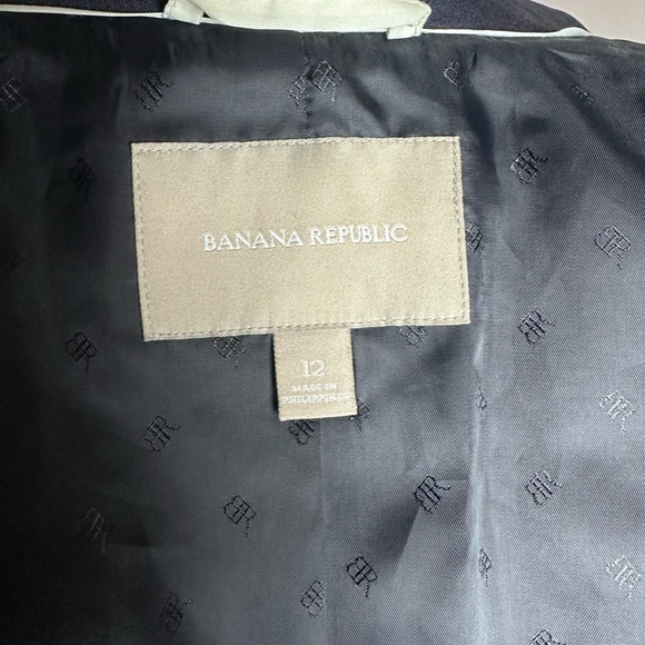 Banana Republic Blazer Wool Tailored Suit Jacket Navy Womens 12 - Picture 6 of 11